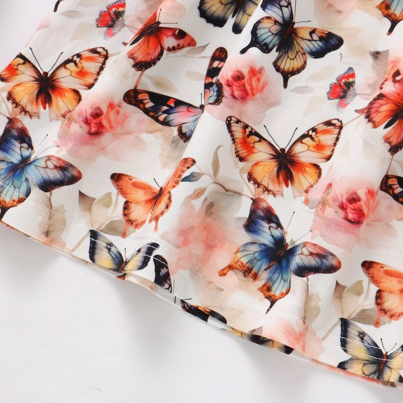 Butterfly Design Organic Cotton Girls Twirl Dress 2Y-10Y short sleeve 